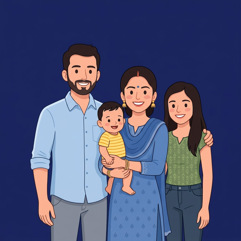 Happy Indian family illustration